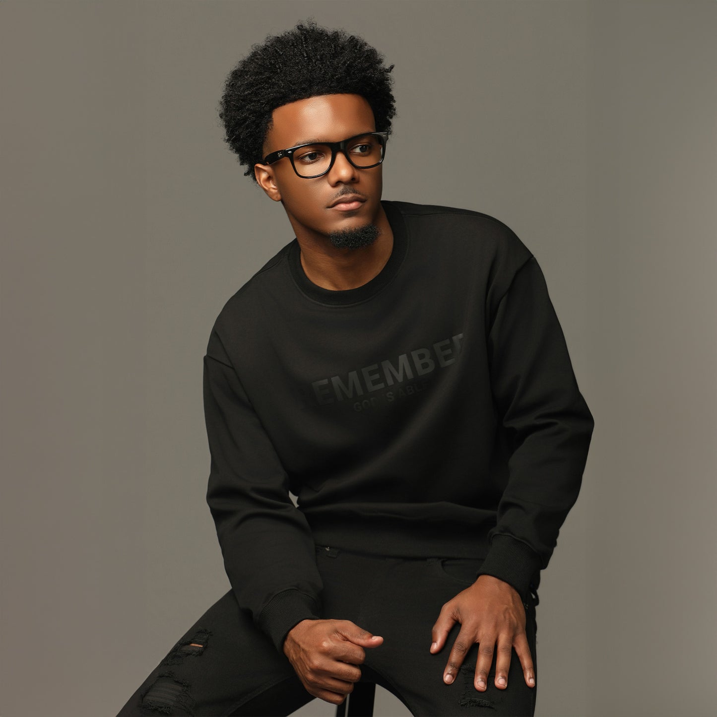 Remember God is Able Black Crewneck