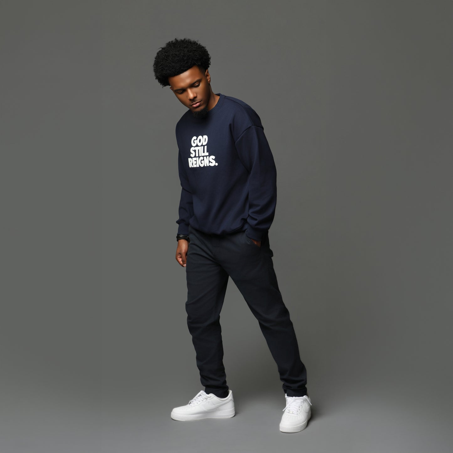 God Still Reigns Blue Crewneck