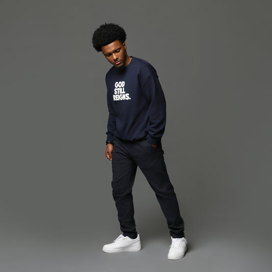 God Still Reigns Blue Crewneck
