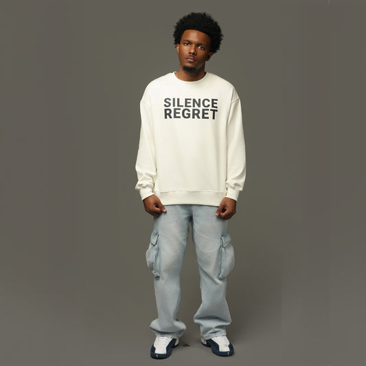 Silence Regret White Crewneck