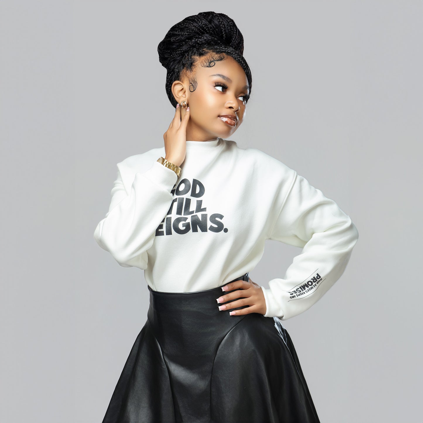 God Still Reigns White Crewneck