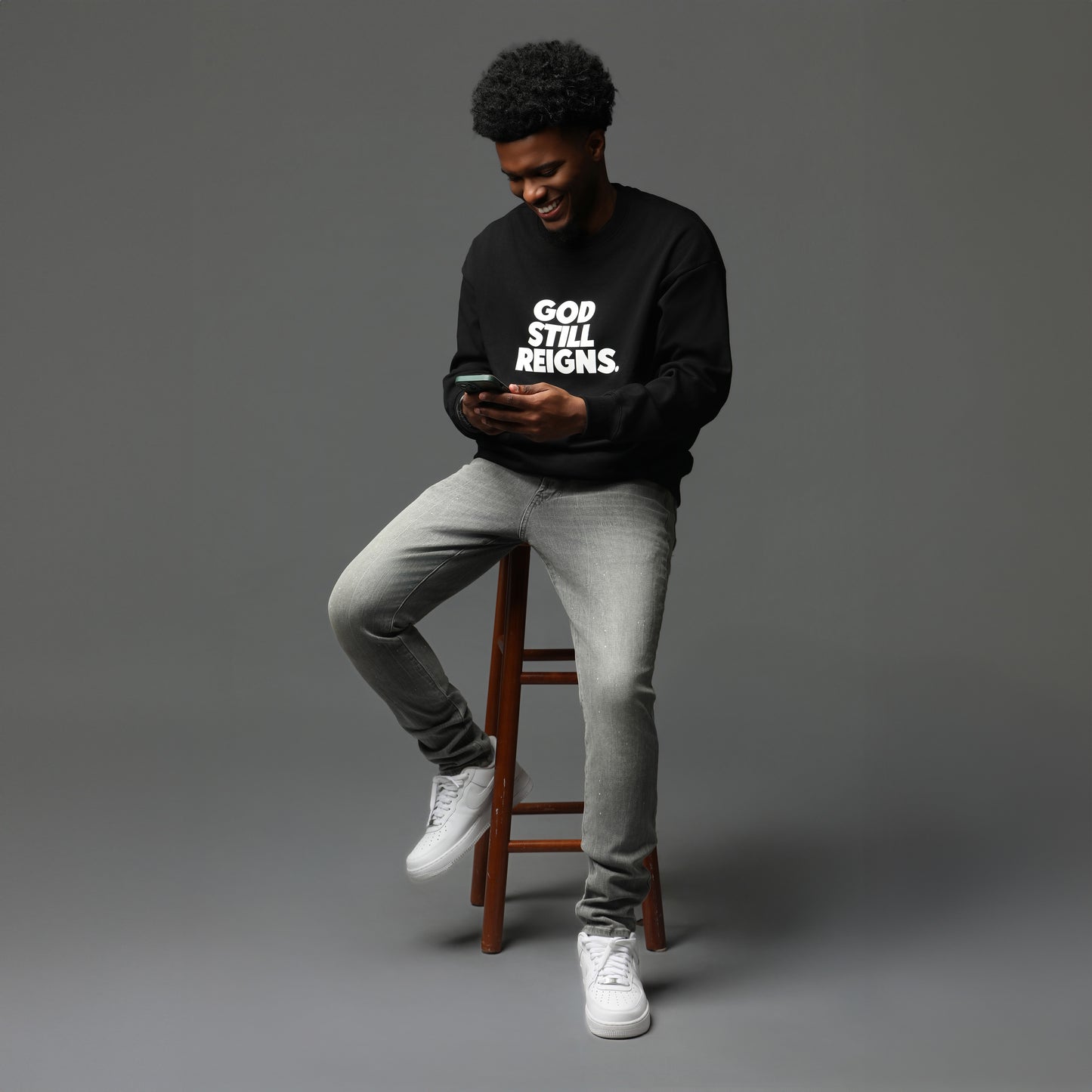 God Still Reigns Black Crewneck