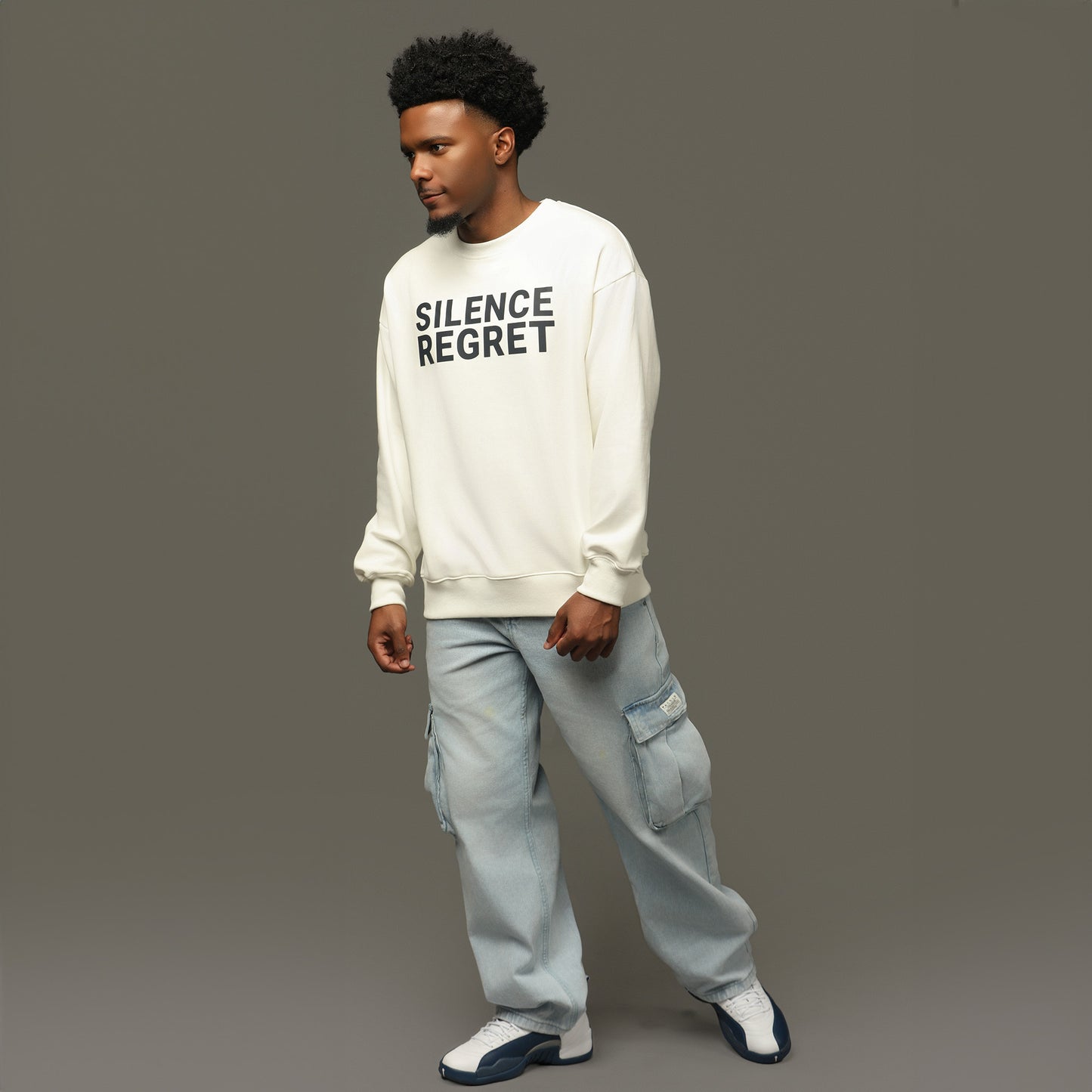 Silence Regret White Crewneck