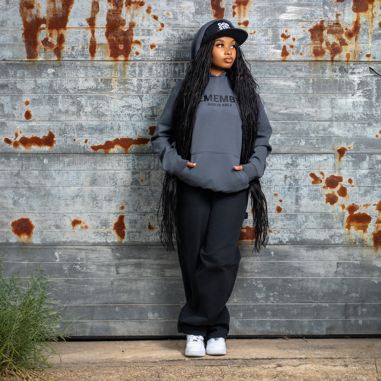 Remember God Is Able Grey Hoodie