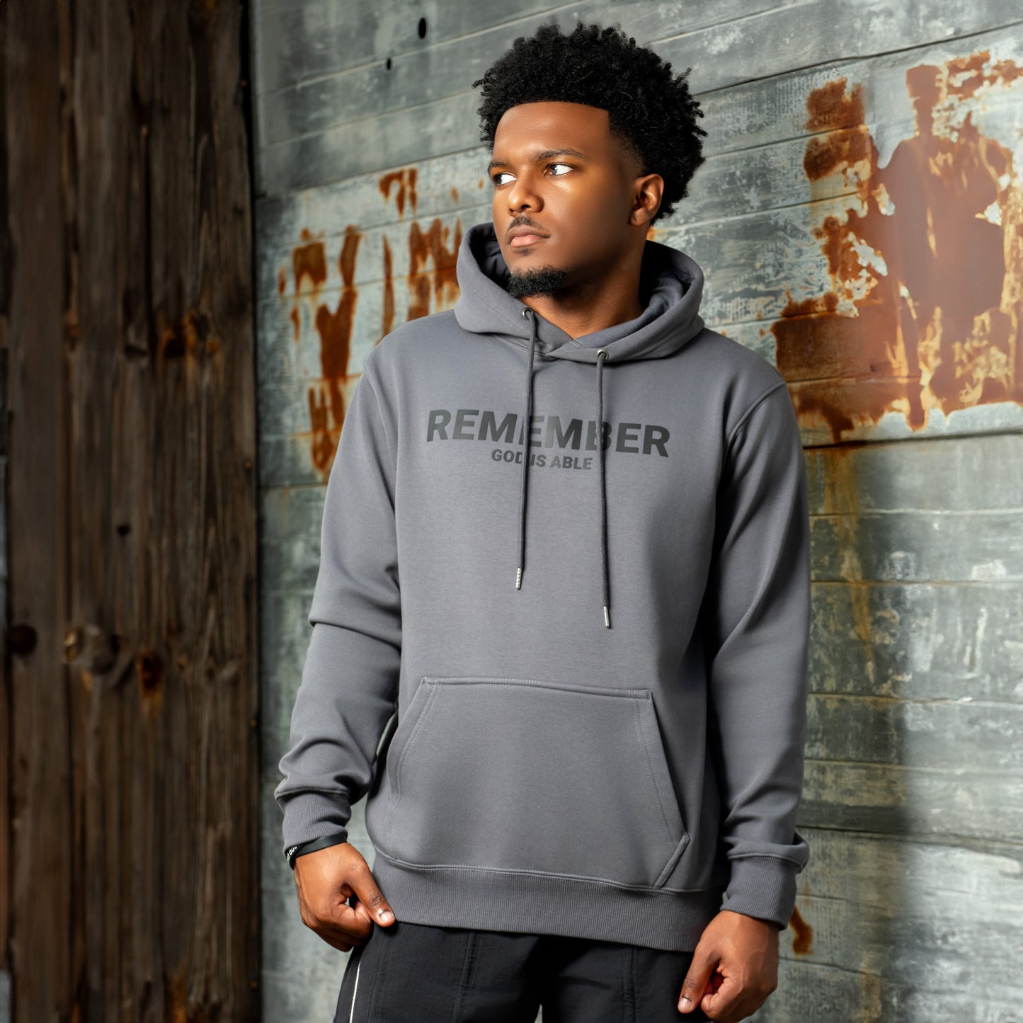 Remember God Is Able Grey Hoodie