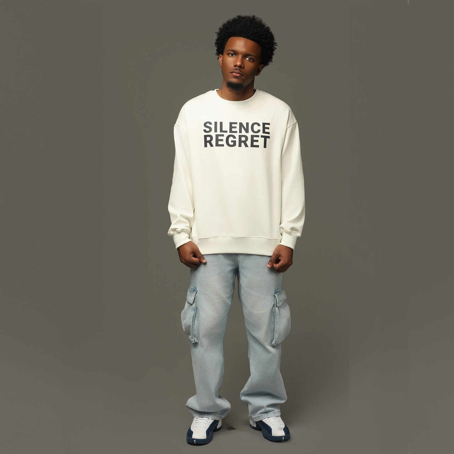 Silence Regret White Crewneck