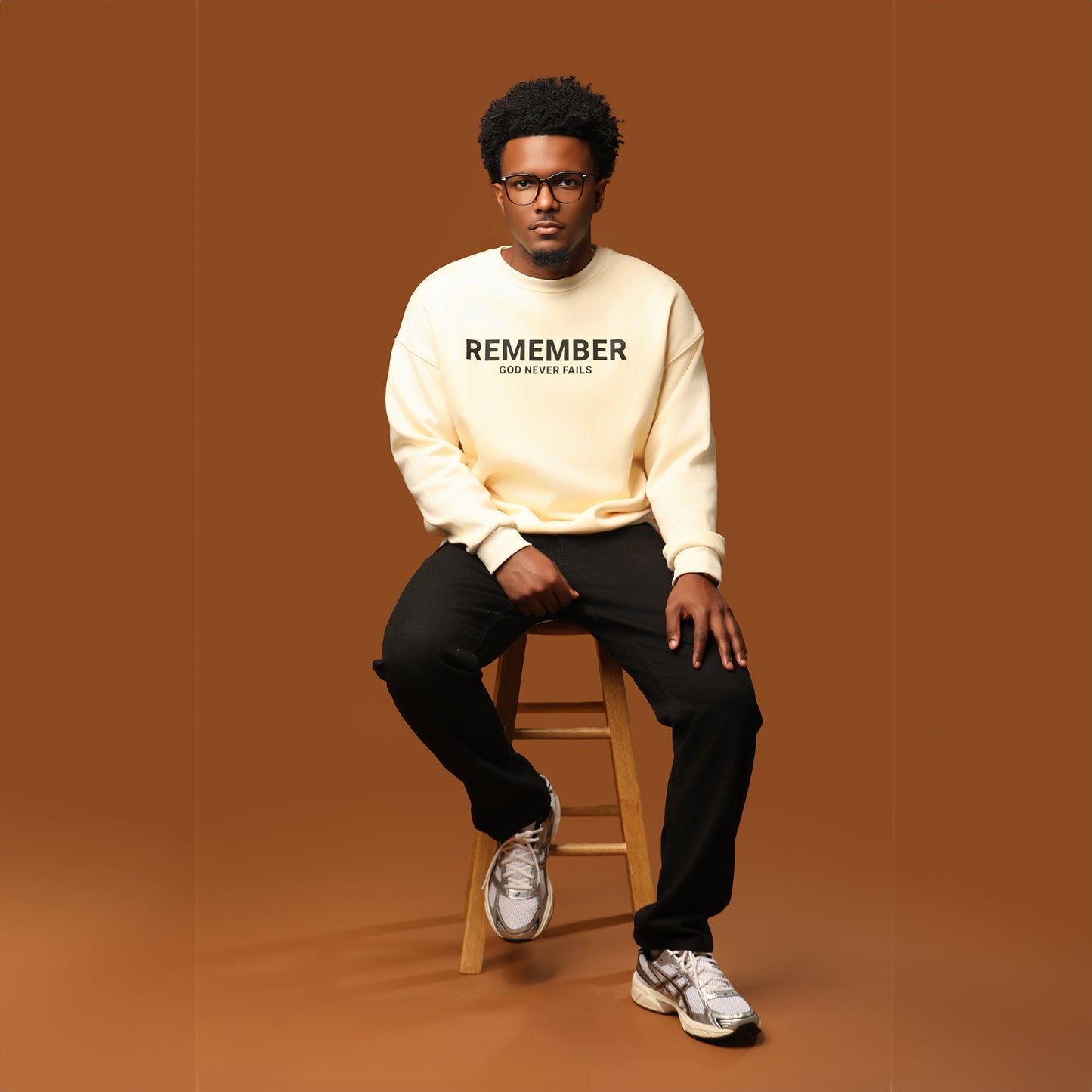 Remember God Never Fails Cream Crewneck