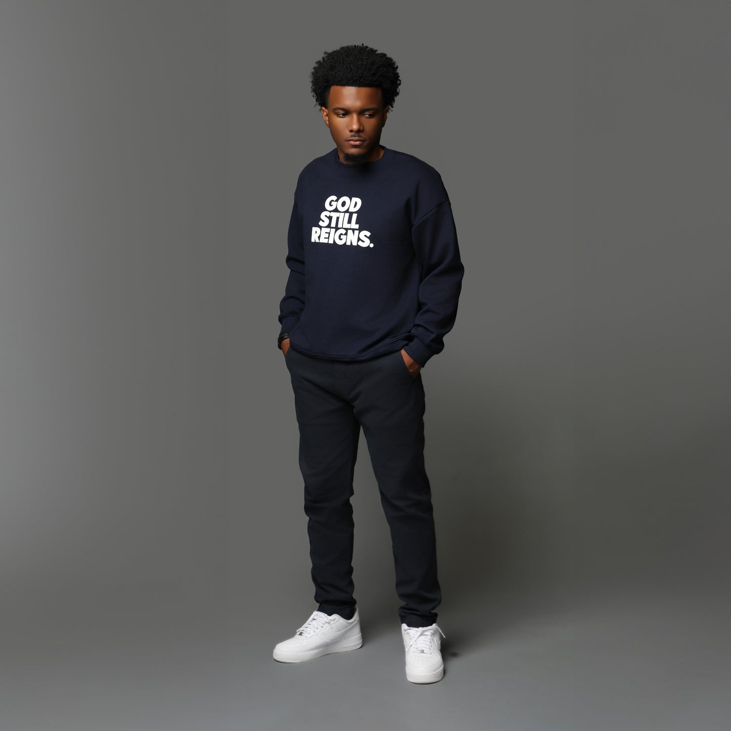 God Still Reigns Blue Crewneck