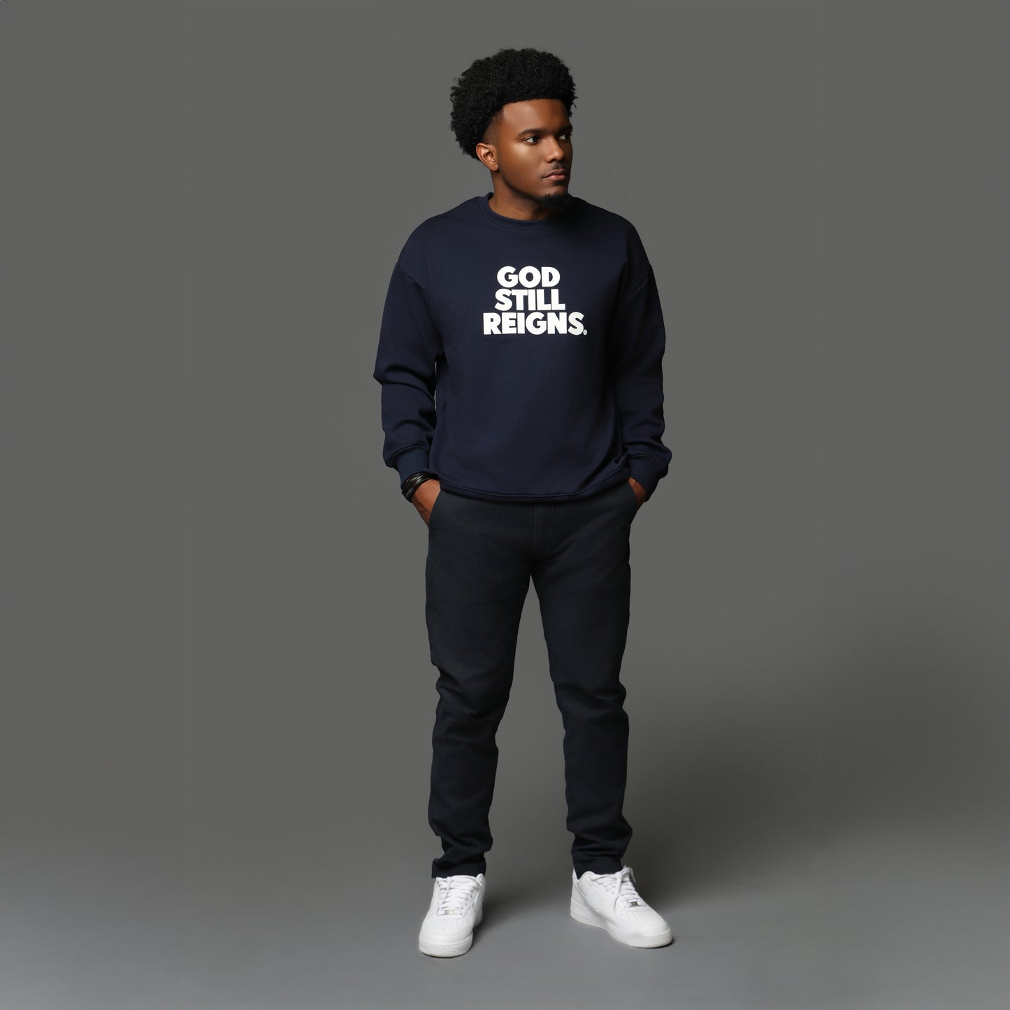God Still Reigns Blue Crewneck