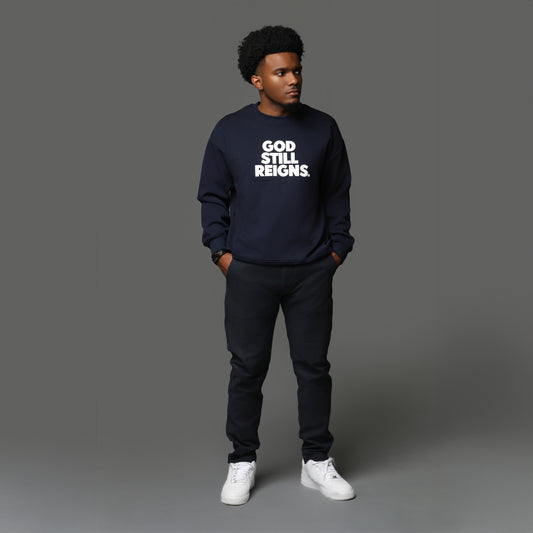 God Still Reigns Blue Crewneck