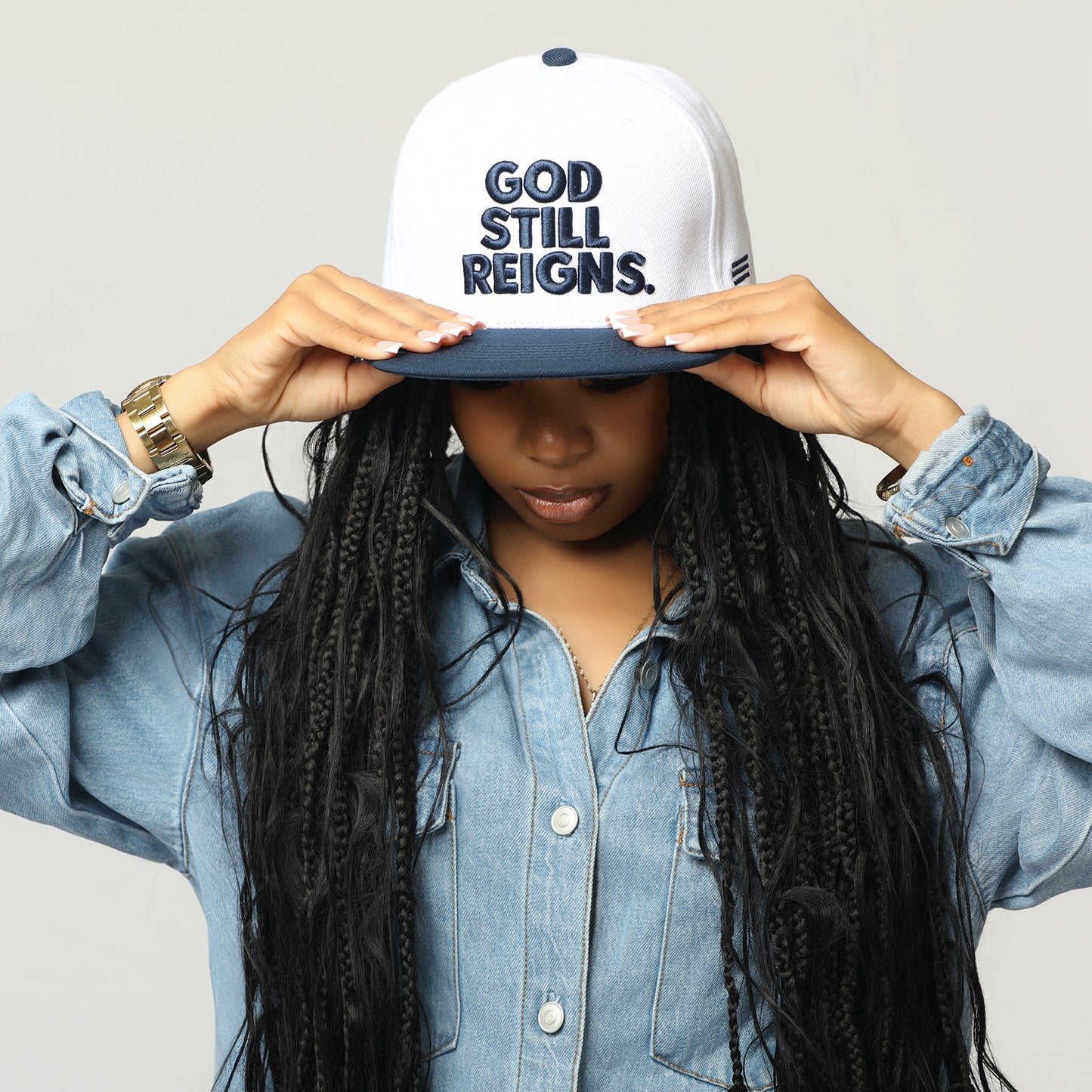 God Still Reigns Blue Hat