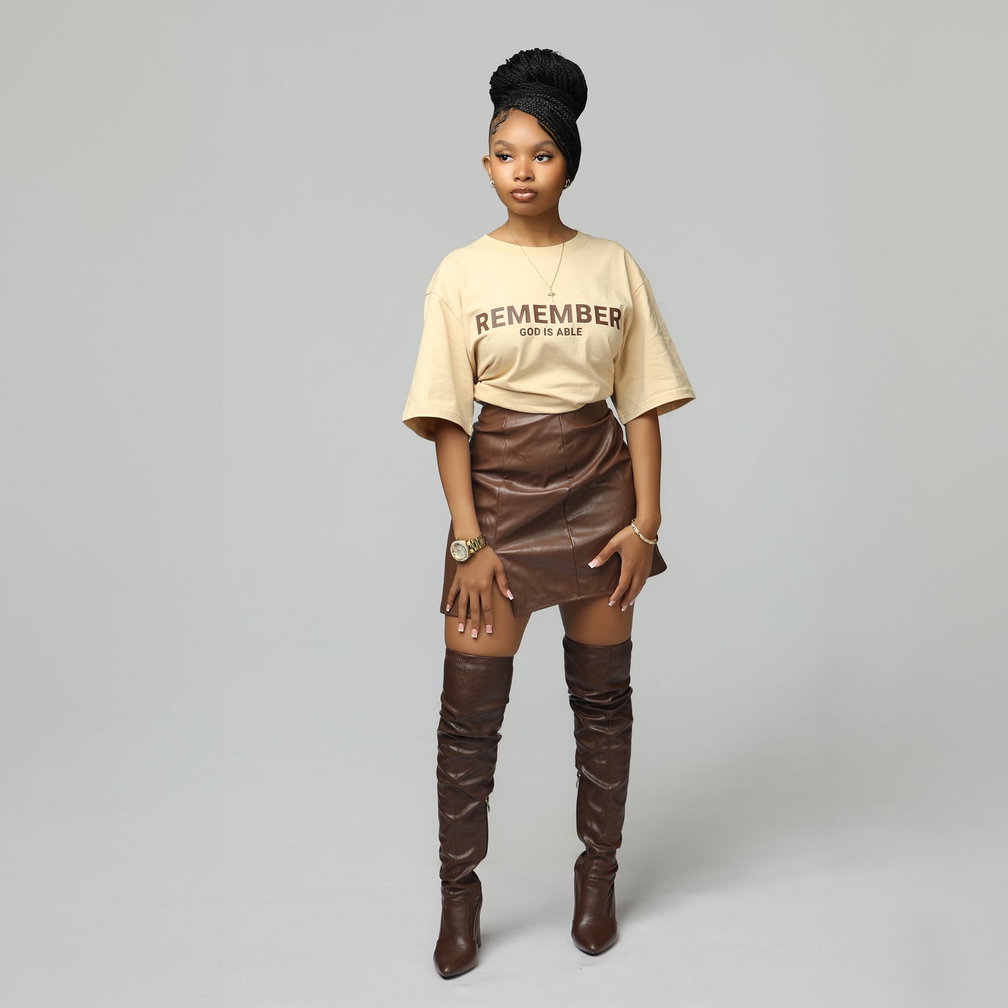 Remember God is Able Tan T-shirt